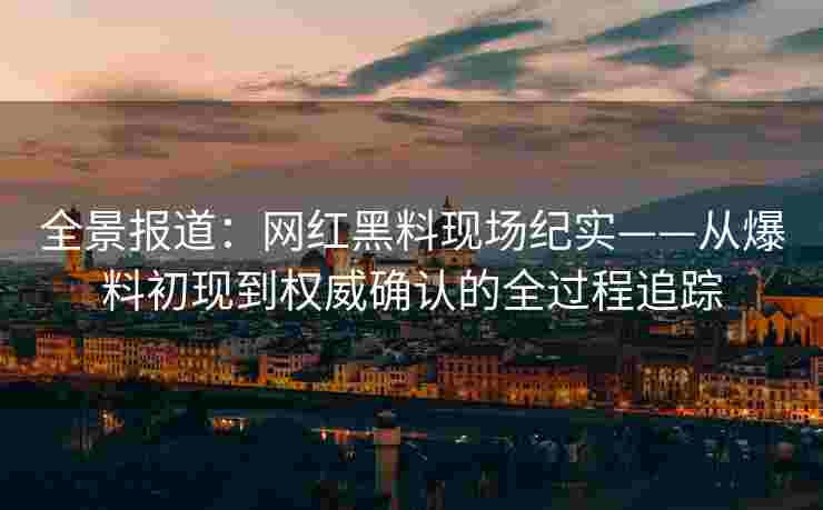 全景报道：网红黑料现场纪实——从爆料初现到权威确认的全过程追踪