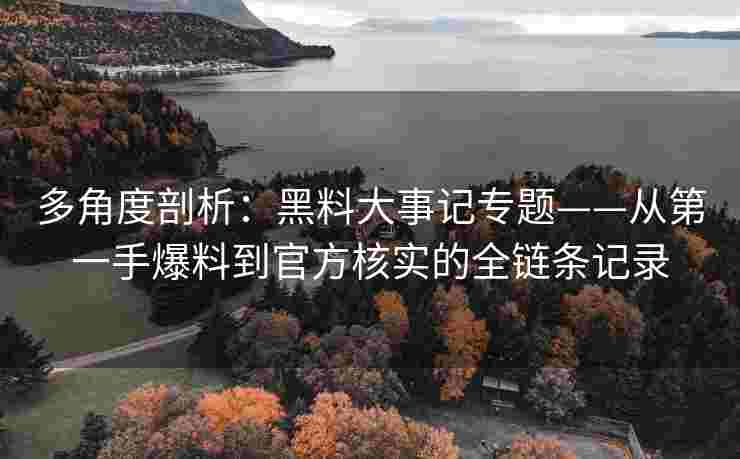 多角度剖析：黑料大事记专题——从第一手爆料到官方核实的全链条记录