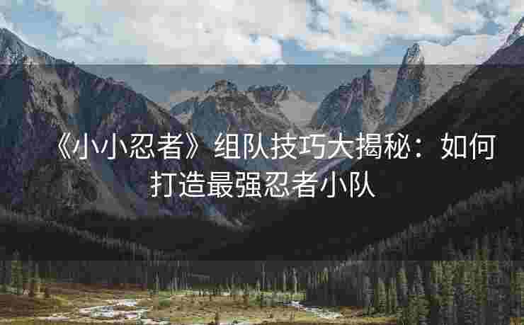 《小小忍者》组队技巧大揭秘：如何打造最强忍者小队