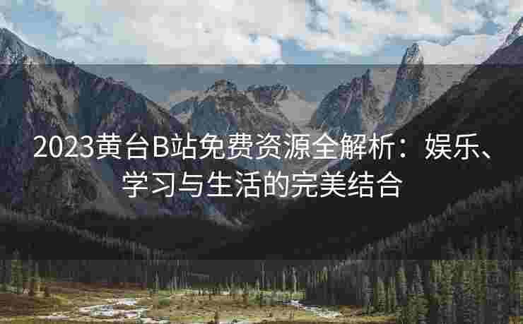 2023黄台B站免费资源全解析：娱乐、学习与生活的完美结合