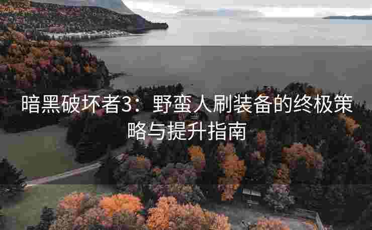 暗黑破坏者3：野蛮人刷装备的终极策略与提升指南