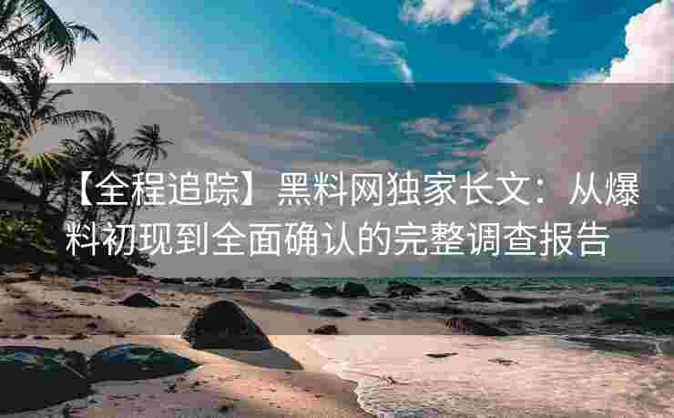 【全程追踪】黑料网独家长文：从爆料初现到全面确认的完整调查报告