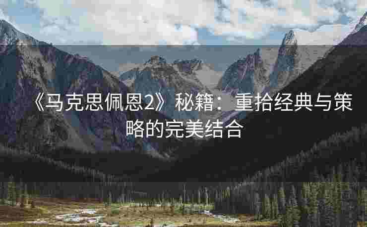 《马克思佩恩2》秘籍：重拾经典与策略的完美结合
