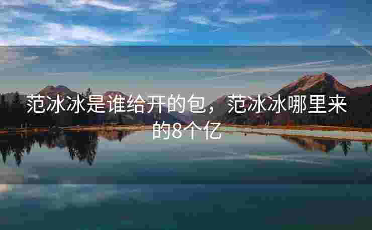 范冰冰是谁给开的包，范冰冰哪里来的8个亿