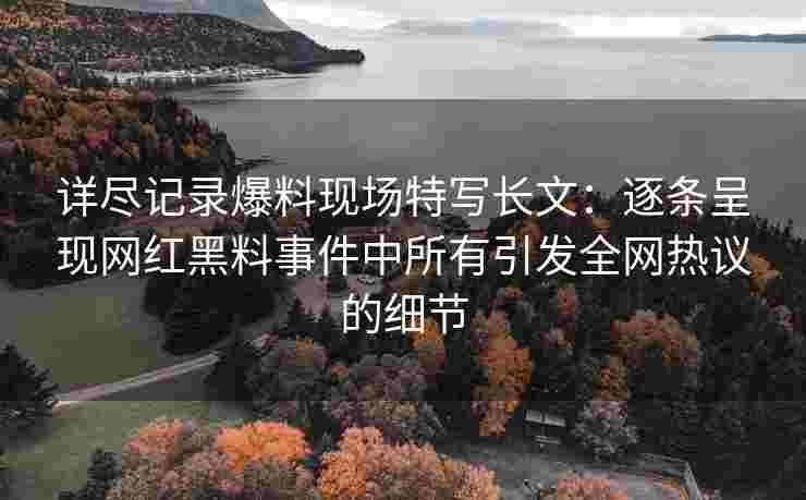 详尽记录爆料现场特写长文：逐条呈现网红黑料事件中所有引发全网热议的细节